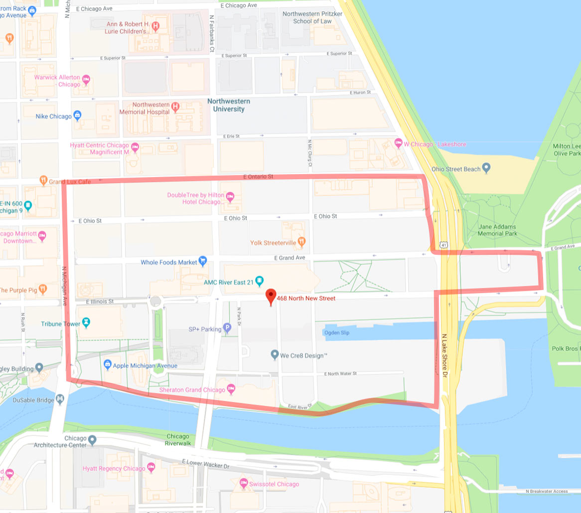 PUPS Pet Club Streeterville Location Map